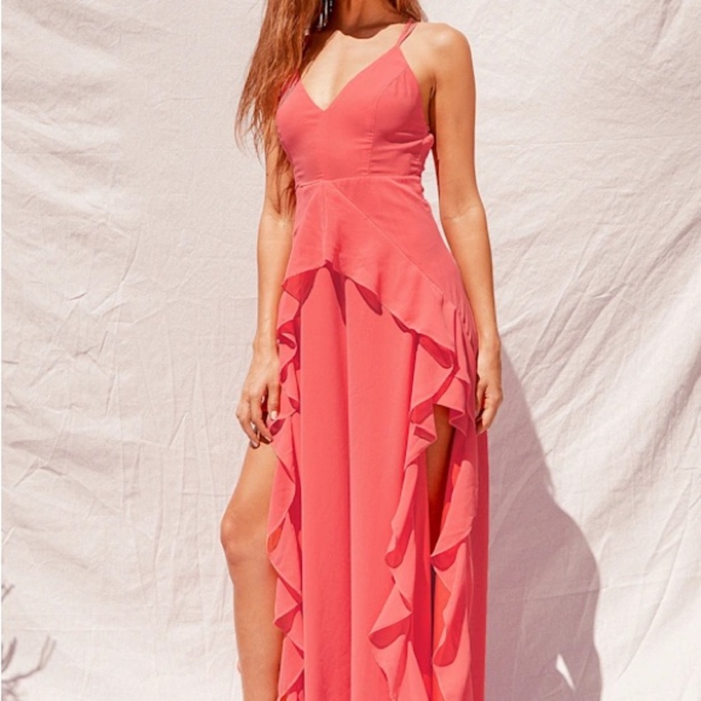 Elegant Coral Wedding Guest Dress